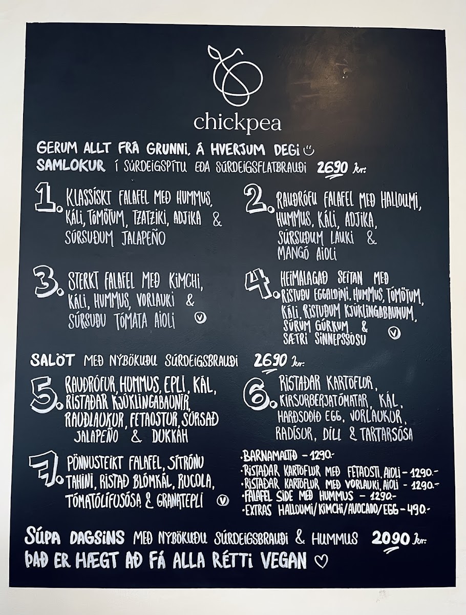 Chickpea full menu board
